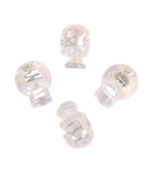 Set of 4 ball cord clamps 18x23mm transparent