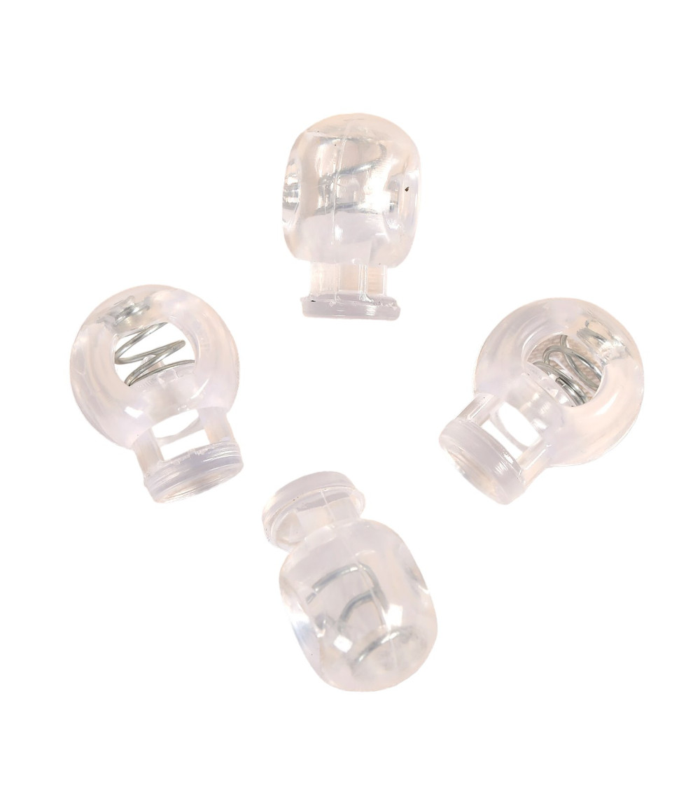 Set of 4 ball cord clamps 18x23mm transparent