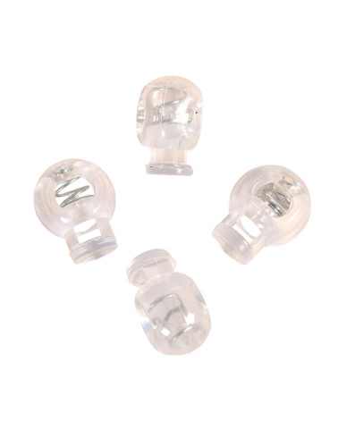 Set of 4 ball cord clamps 18x23mm transparent