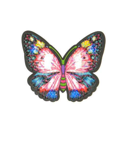 Pink gradient butterfly iron-on patch 6x5cm