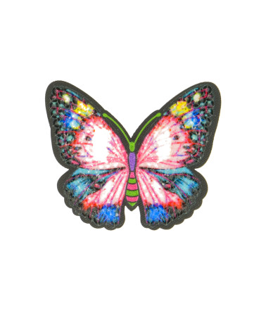 Pink gradient butterfly iron-on badge 6x5cm