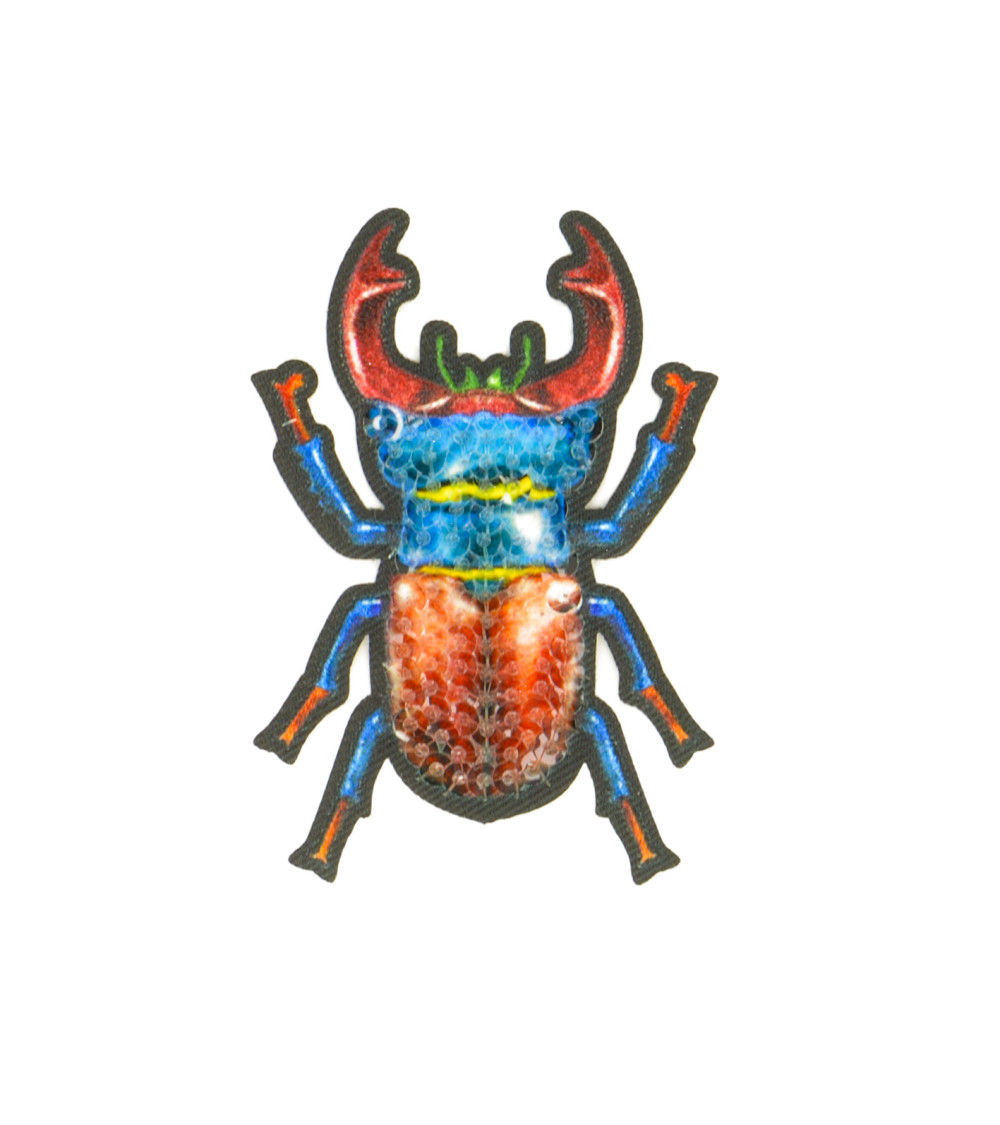 Beetle insect iron-on patch 6x4cm
