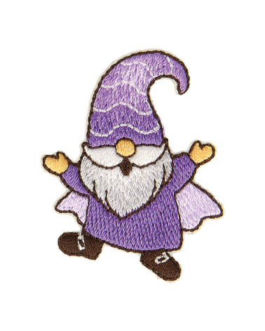 Purple dwarf fairy iron-on badge 4.5x3cm