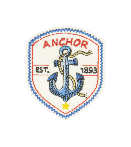 Nautical iron-on patch marine anchor 5.5x4.5cm