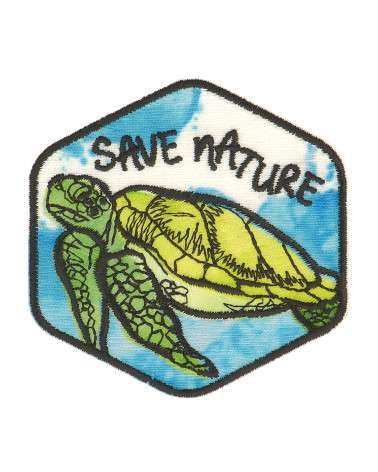 Iron-on patch save nature turtle 5.5x5.5cm