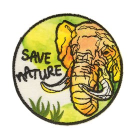 Ecusson thermocollant sauvez la nature éléphant 5.5x5.5cm