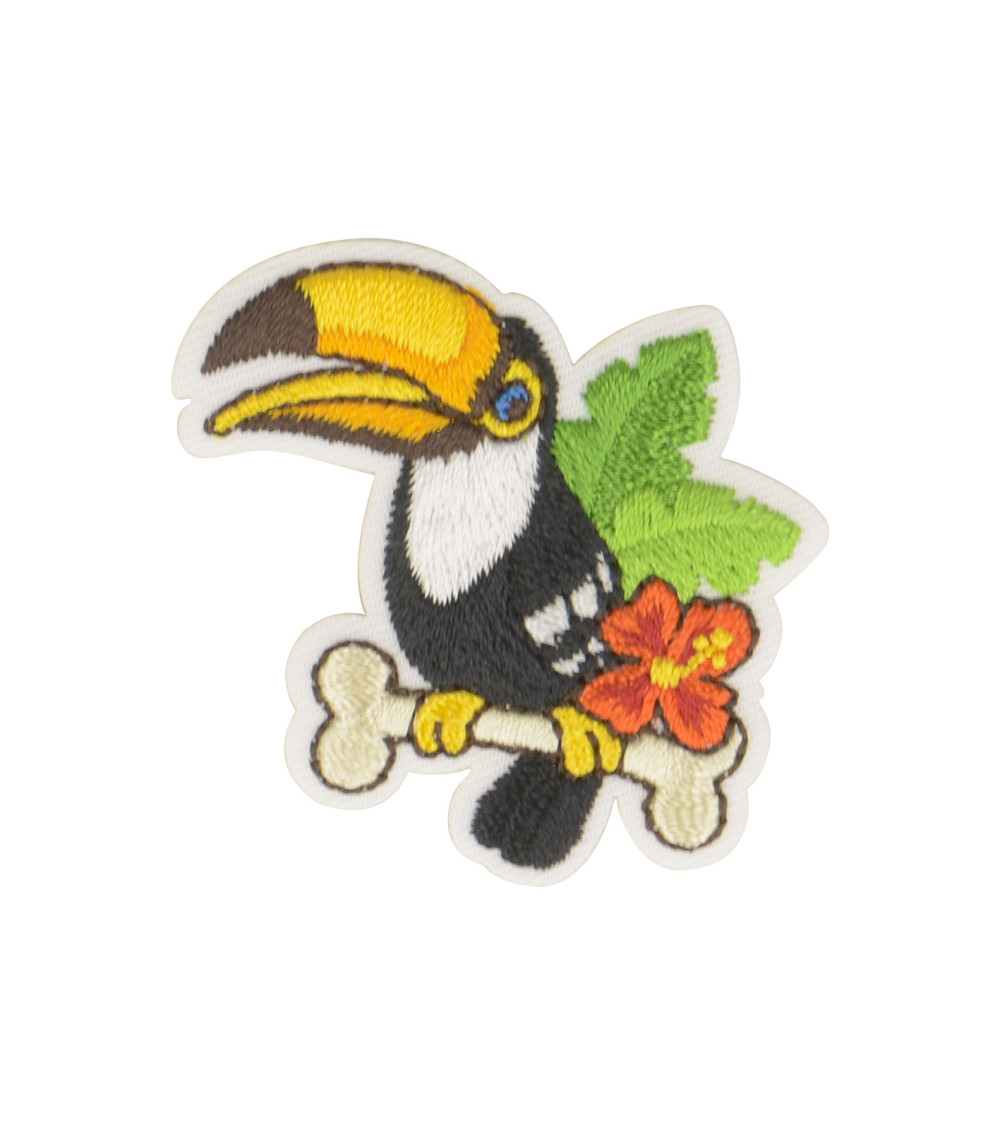Iron-on toucan tropical bird patch 4x4cm