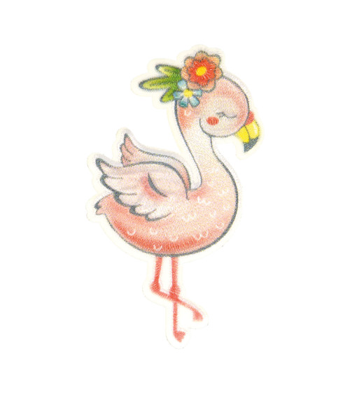 Ecusson thermocollant animal mignon flamant rose 6.5x4cm