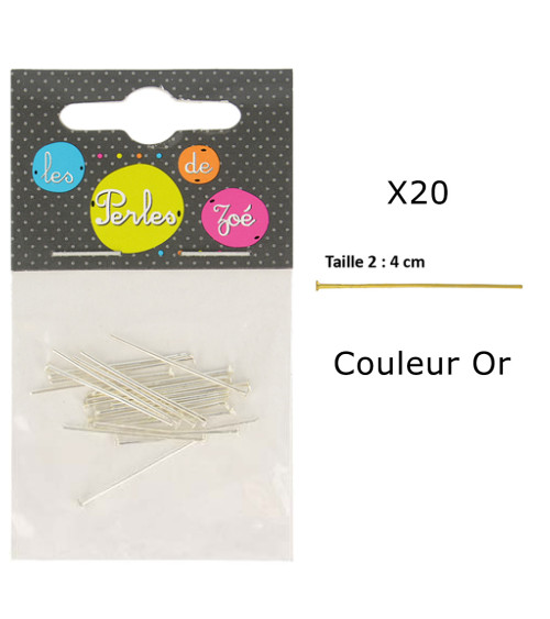 Lot de 20 tiges métal 4cm Or