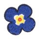 Ecusson thermocollant fleur bleue 4x4cm