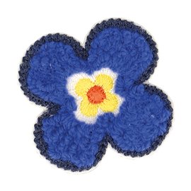 Ecusson thermocollant fleur bleue 4x4cm