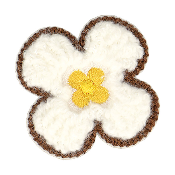 Ecusson thermocollant fleur blanche 4x4cm