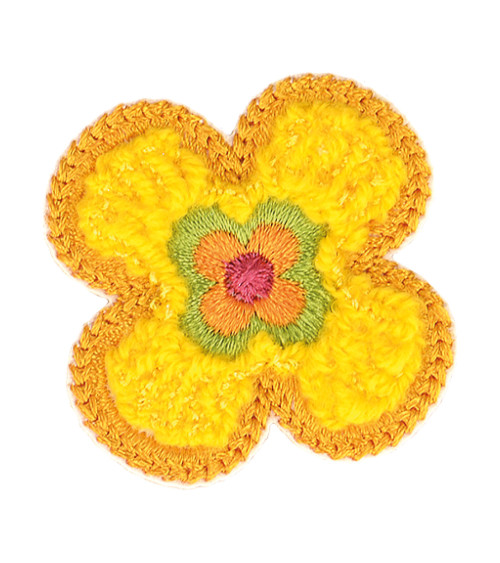Orange flower iron-on patch 4x4cm