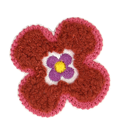 Ecusson thermocollant fleur bordeaux 4x4cm