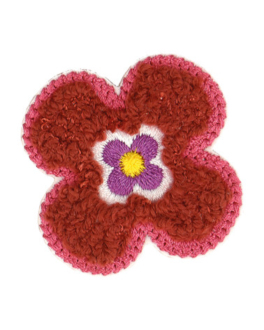 Burgundy flower iron-on patch 4x4cm
