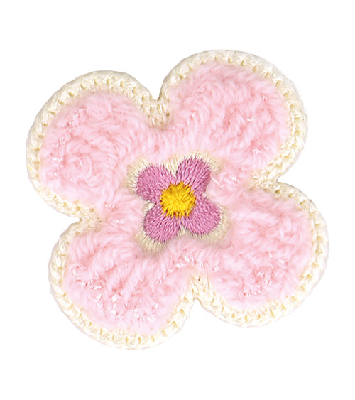 Pink flower iron-on patch 4x4cm