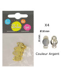 Set de 4 Clips oreilles en métal 10mm Argent