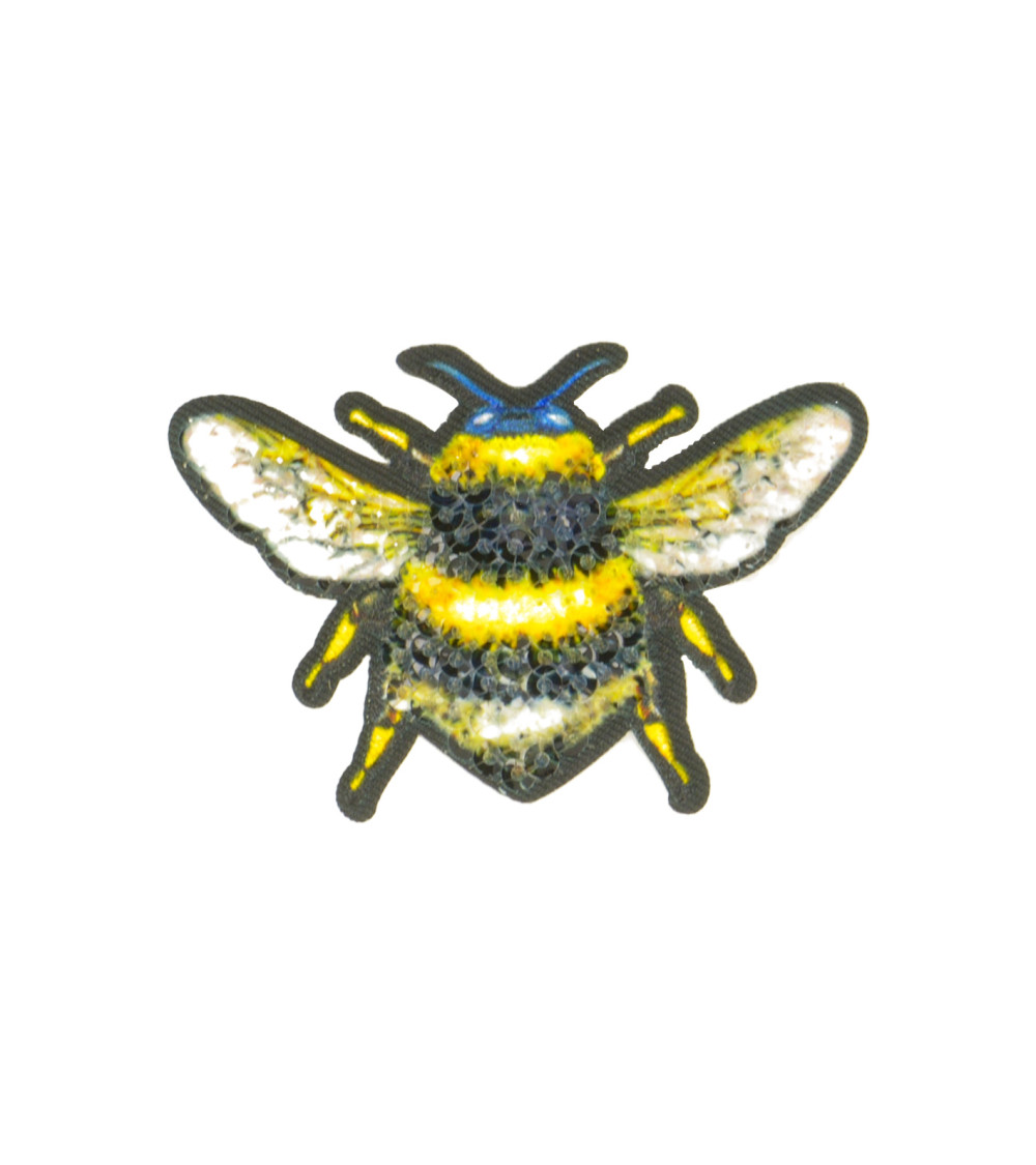 Set of 3 iron-on insect bee patches 6x4cm