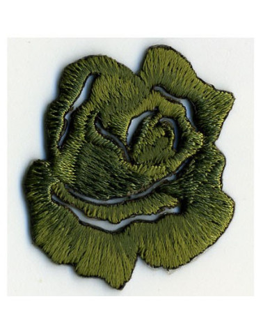 Small khaki rose iron-on badge