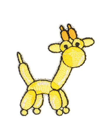 Set of 3 iron-on animal balloon giraffe badges 4x3.5cm