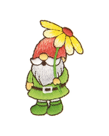 Set of 3 iron-on fairy dwarf flower badges 5x3.5cm