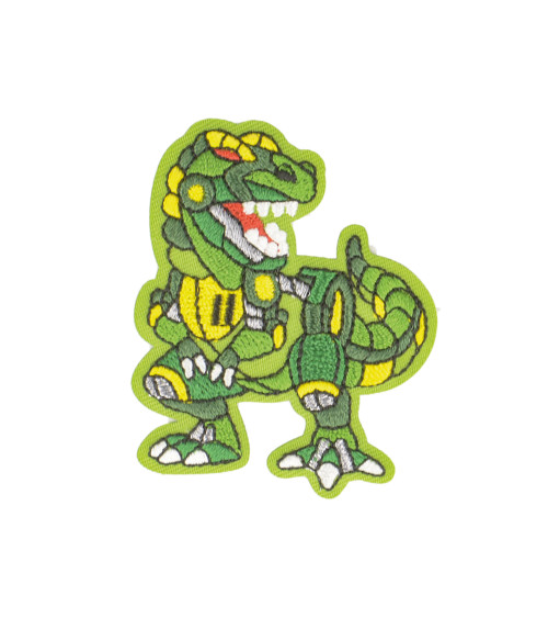 Set of 3 iron-on animal robot t-rex patches 5.5x4.5cm