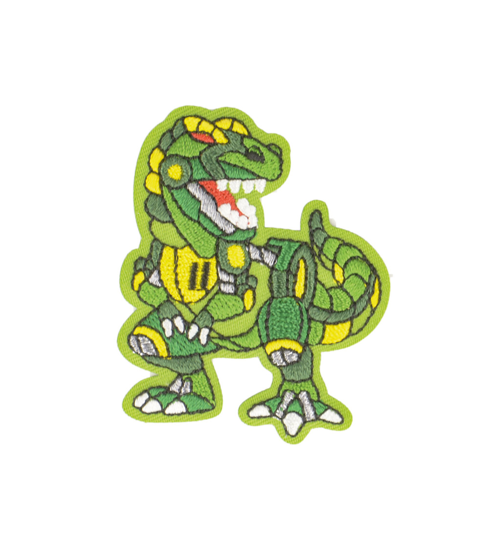 Set of 3 iron-on animal robot t-rex patches 5.5x4.5cm
