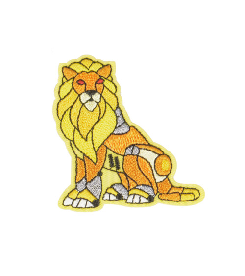 Set of 3 iron-on animal robot lion patches 5.5x5cm