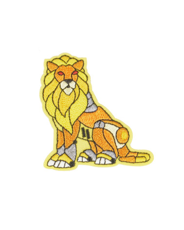 Set di 3 toppe termoadesive leone robot animale 5,5x5 cm