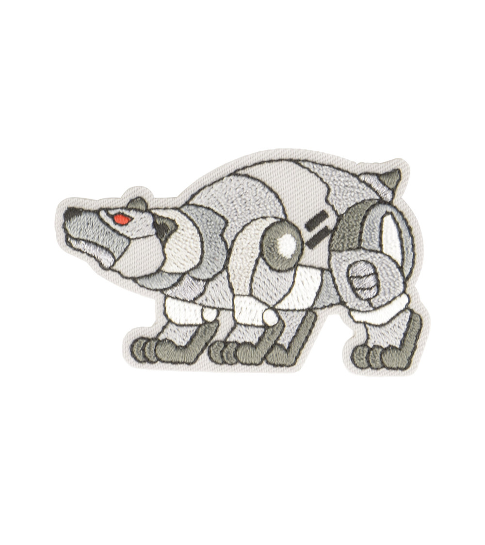 Set of 3 iron-on animal robot bear patches 6x3.5cm