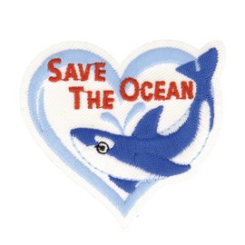 Lot de 3 écussons thermocollants sauvez l'océan baleine coeur 4.5x4.5cm