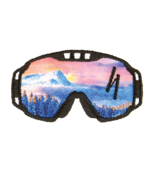 Lot de 3 écussons thermocollants randonnée lunettes 5x3cm