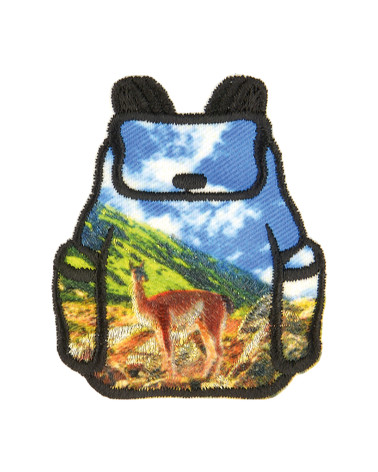 Set mit 3 aufbügelbaren Wanderrucksack-Abzeichen 5x4cm