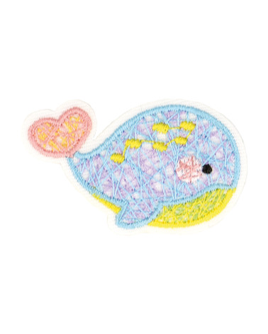 Set of 3 iron-on patches pretty world of nature whale 4x3cm