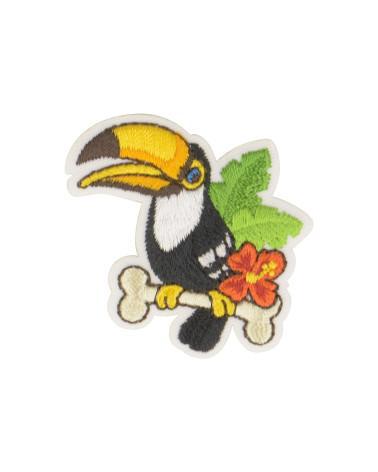 Set di 3 toppe termoadesive tucano uccelli tropicali 4x4 cm