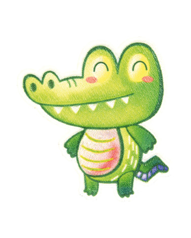 Set of 3 cute crocodile animal iron-on patches 4.5x4.5cm