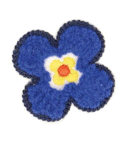 Set of 3 blue flower iron-on patches 4x4cm