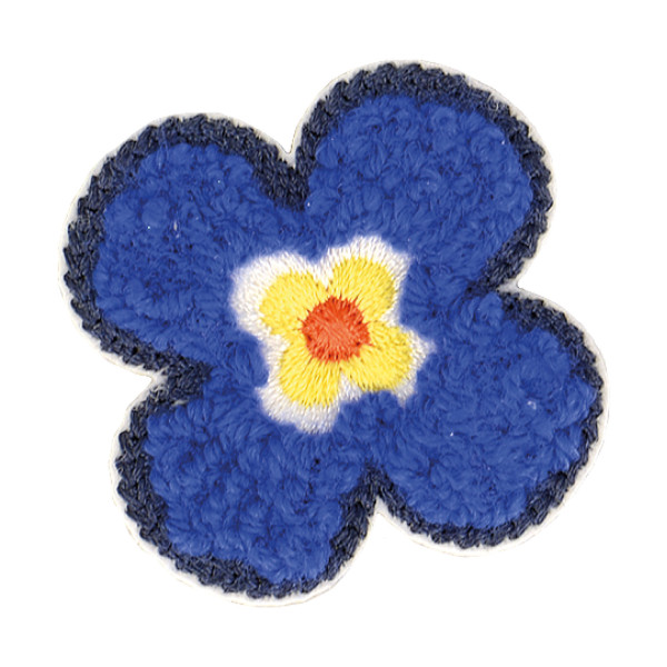 Lot de 3 écussons thermocollants fleur bleue 4x4cm