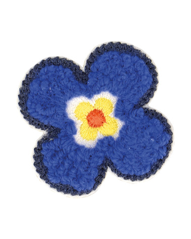 Set of 3 blue flower iron-on patches 4x4cm