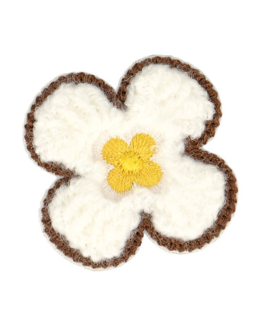 Set of 3 iron-on white flower badges 4x4cm