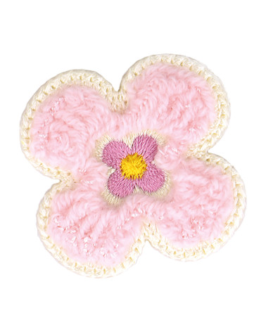 Set of 3 iron-on pink flower patches 4x4cm