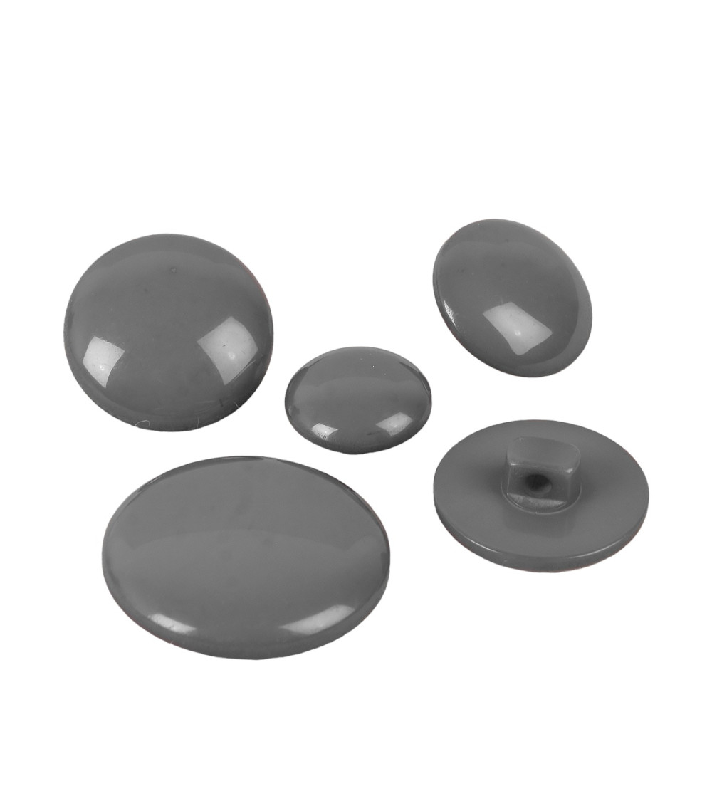 Set of 6 gray classic shank round buttons