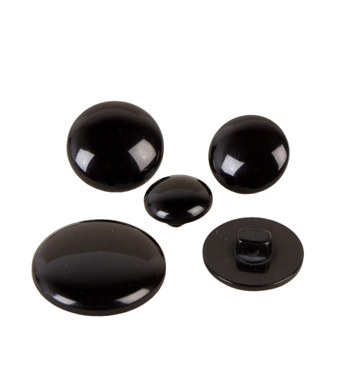 Set of 6 round buttons with classic shank black