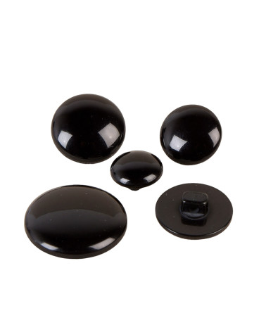 Set of 6 round buttons with classic shank black
