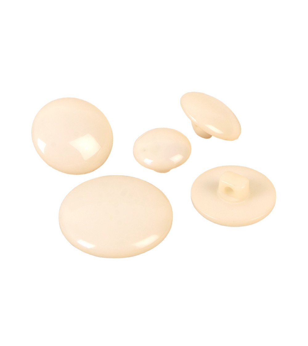 Set of 6 ivory classic shank round buttons