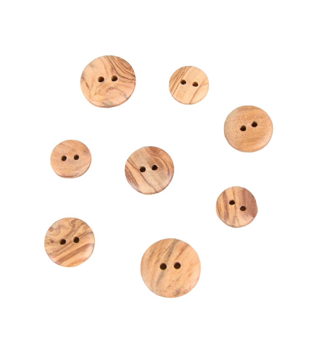 Lot de 6 boutons bois 2 trous bois naturel