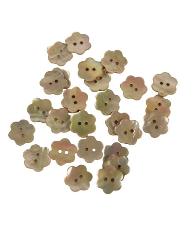 Bouton Fleur en Nacre couleur Beige