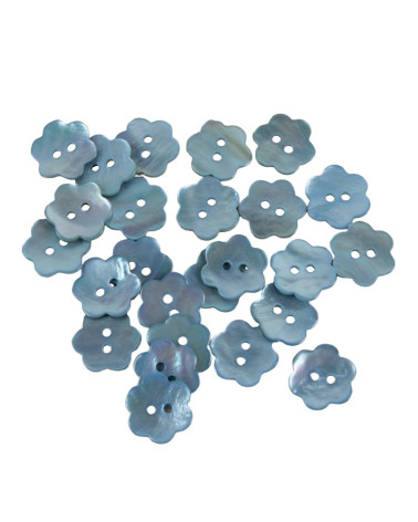 Set of 6 Mother-of-pearl Flower buttons in Sky Blue color