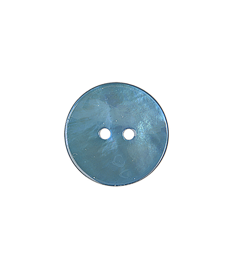 Petrol blue round mother-of-pearl button