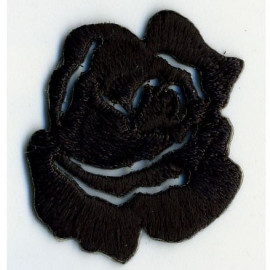Ecusson thermocollant petite rose noir